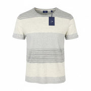 GANT Melange Block SS Men T-Shirt XL Grey Striped Tricot Short Sleeve