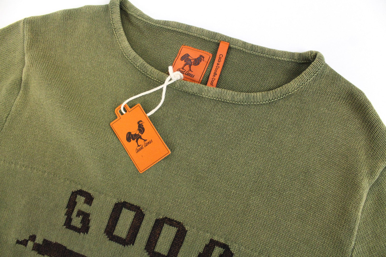 GOOD GENES Men Jumper M Green Logo Pure Cotton Long Sleeved Long Knitted Sweater