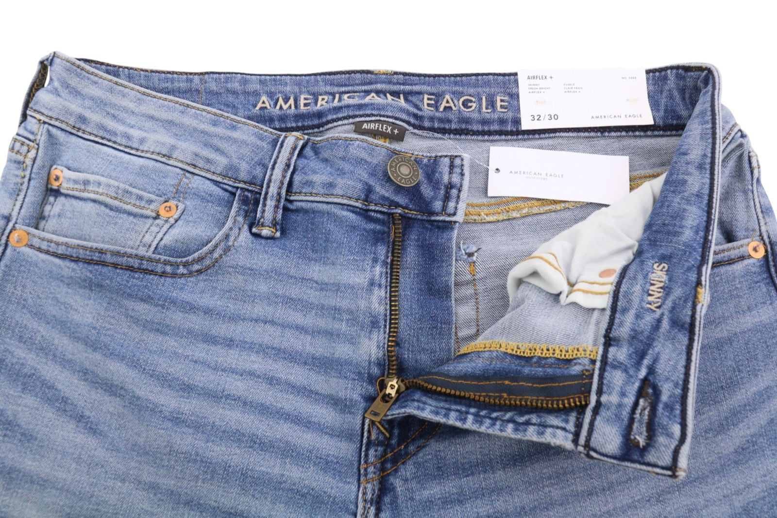 AMERICAN EAGLE OUTFITTERS Airflex+ Men Jeans W32/L30 Skinny Fresh Bright Faded
