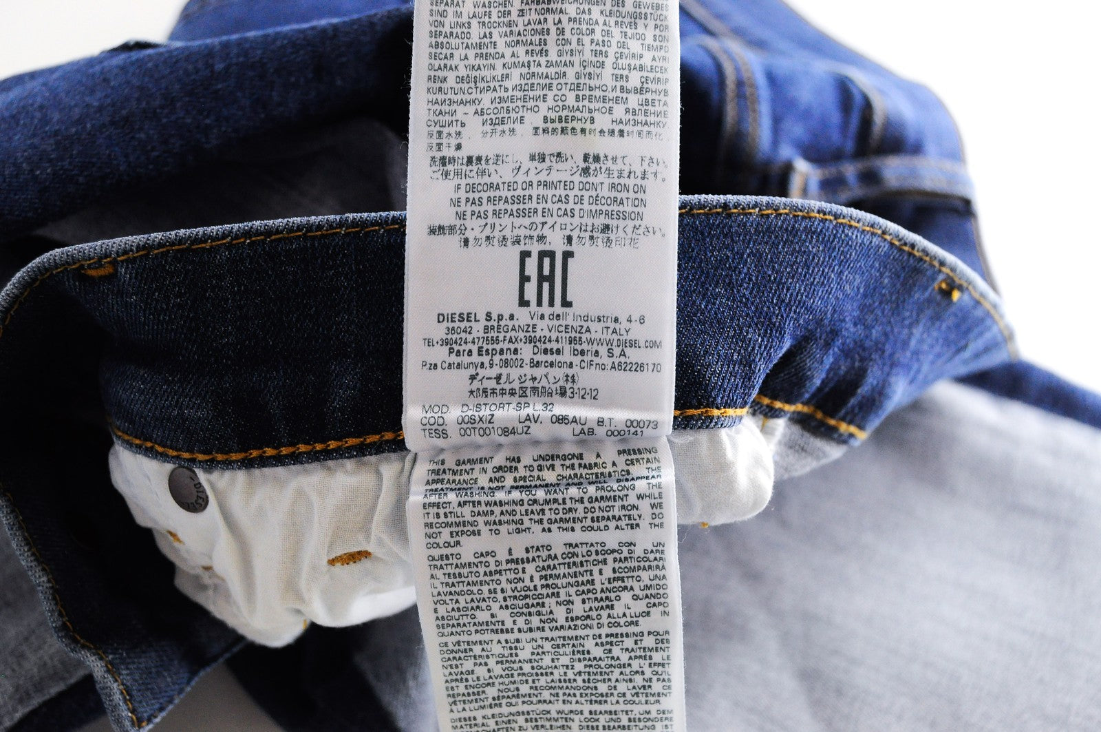 DIESEL D-Istort-SP 085AU Men Jeans W29/L32 Slim Skinny Fit Blue Cotton Stretch