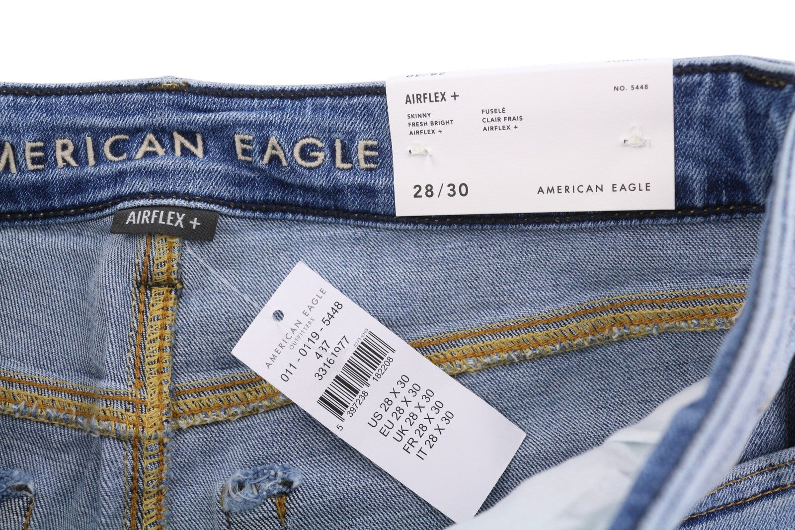 AMERICAN EAGLE OUTFITTERS Airflex+ Men Jeans W28/L30 Skinny Fresh Bright Faded