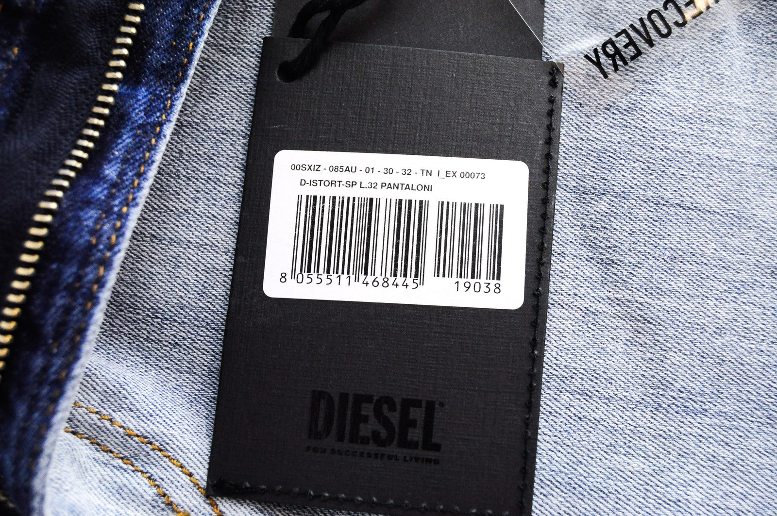 DIESEL D-Istort-SP 085AU Men Jeans W30/L32 Slim Skinny Light Blue Cotton Stretch
