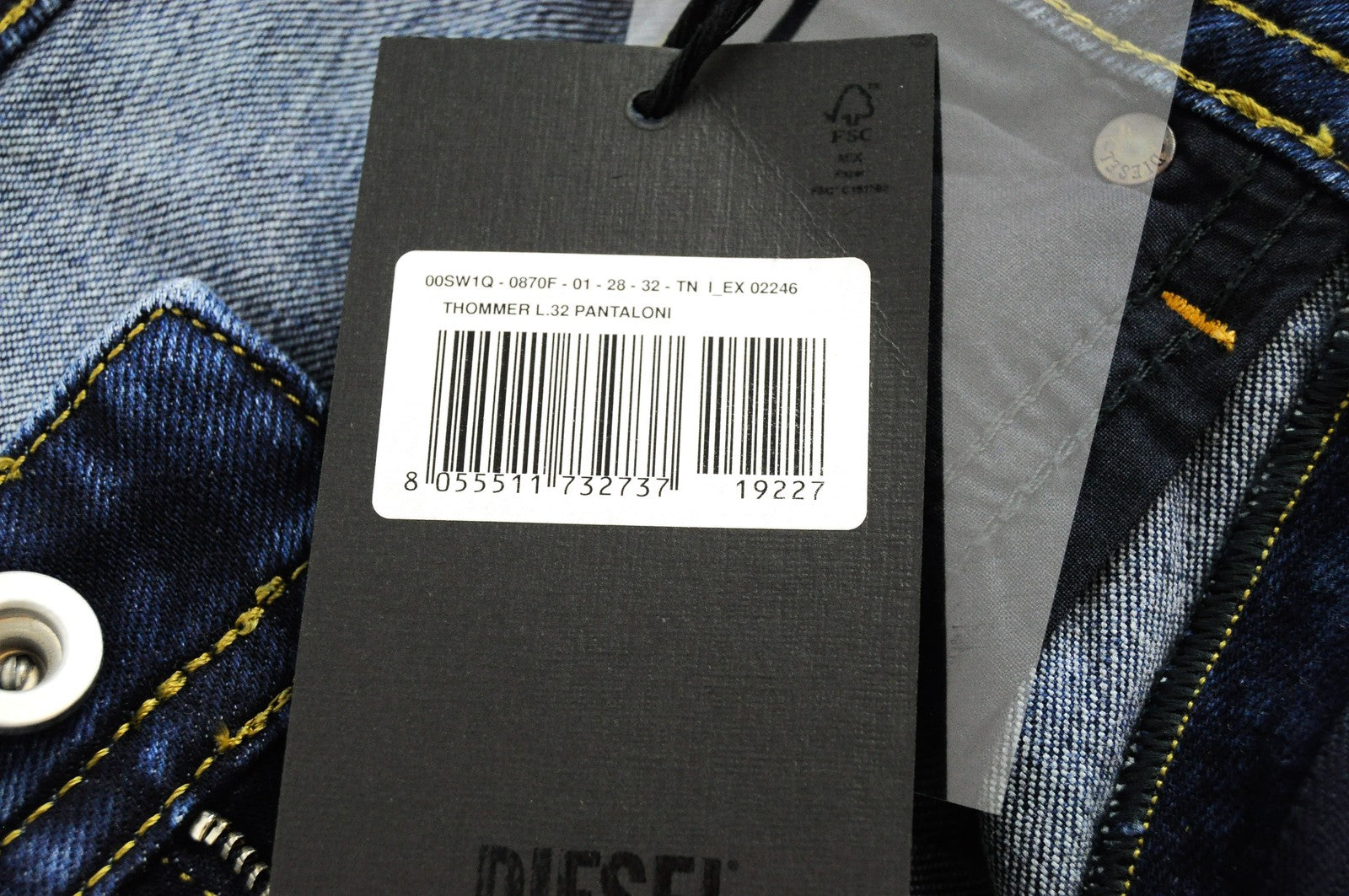 DIESEL Thommer 0870F Men Jeans W28/L32 Slim Skinny Wash Blue Cotton Stretch