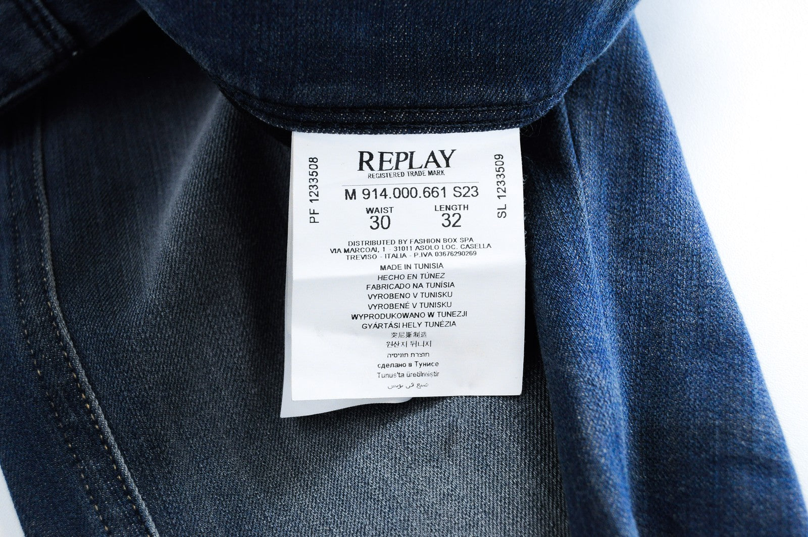 REPLAY Anbass Men Jeans W30/L32 Slim Washed Blue Cotton Stretch 5-Pocket