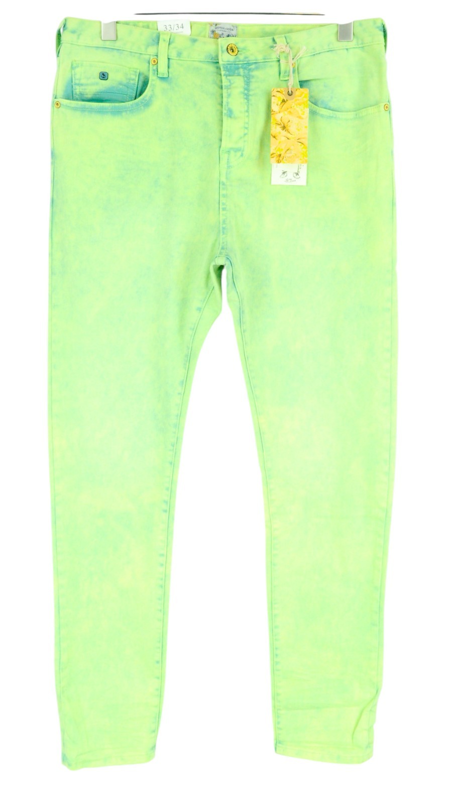 SCOTCH & SODA Steele Men Jeans W33/L34 Super Slim Green Dyed Cotton Stretch