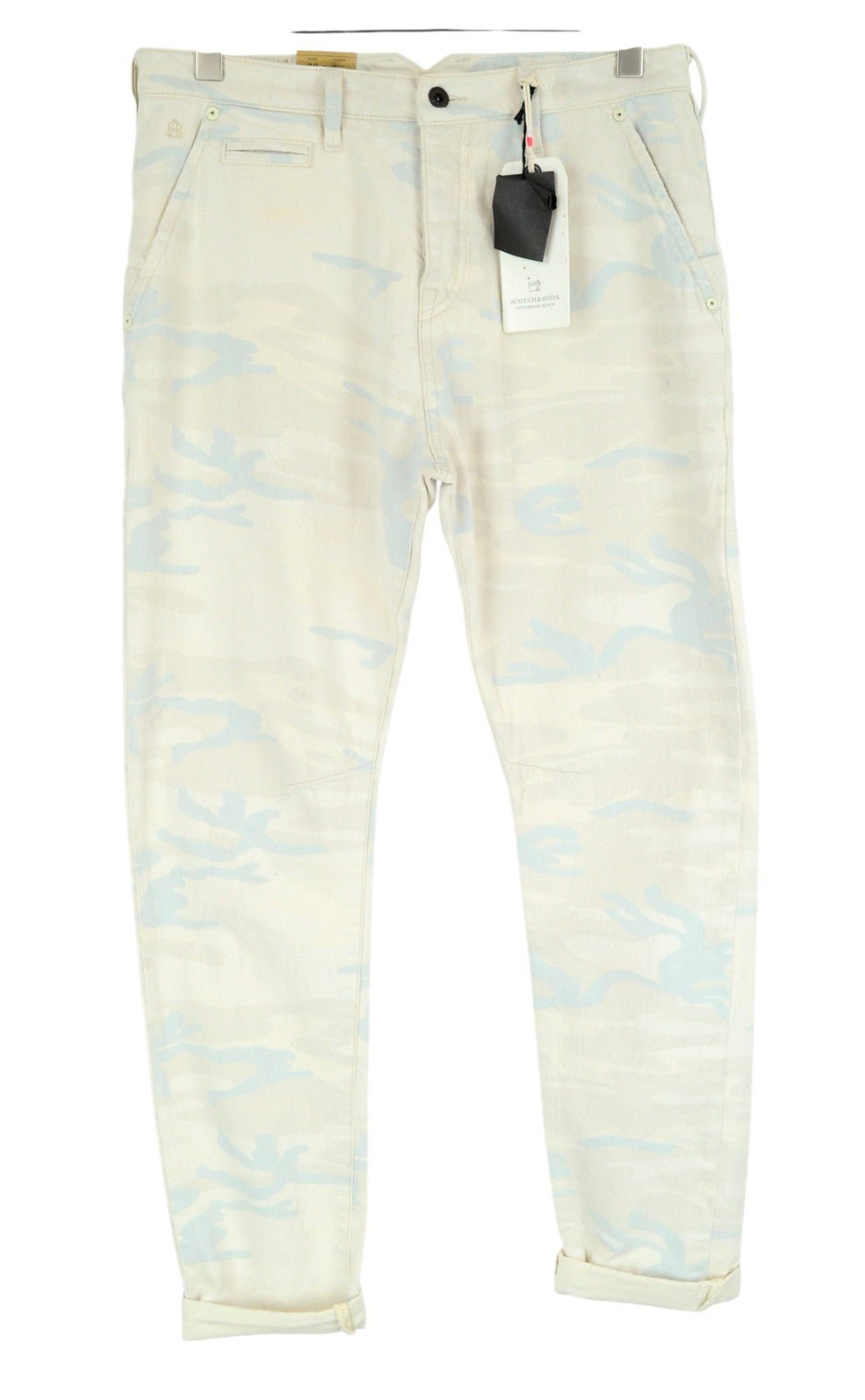SCOTCH & SODA Stump Men Jeans W30 Loose Tapered Cotton Beige Military Pattern