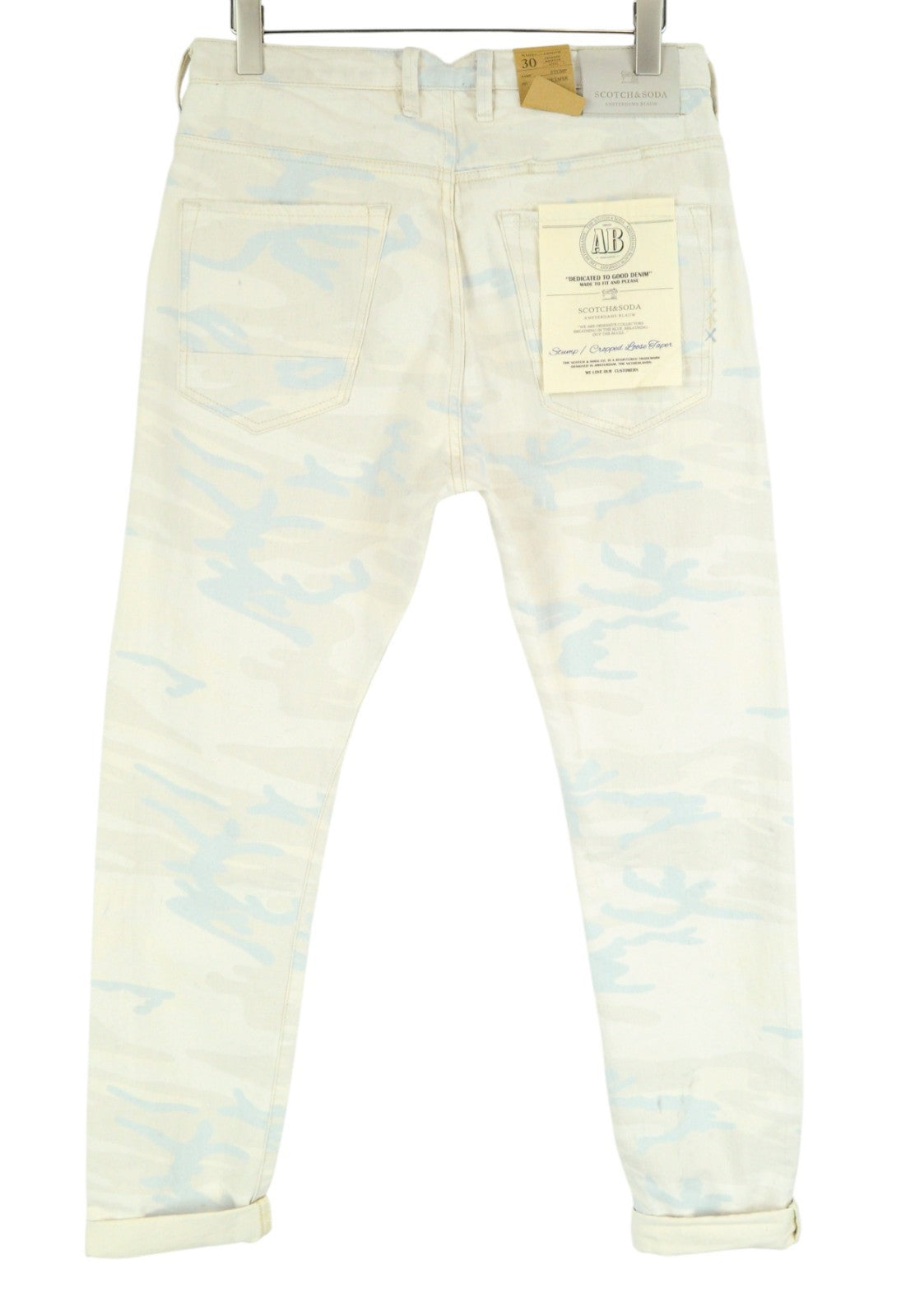 SCOTCH & SODA Stump Men Jeans W30 Loose Tapered Cotton Beige Military Pattern