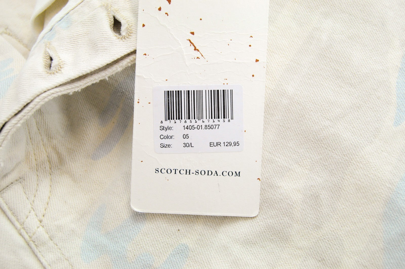 SCOTCH & SODA Stump Men Jeans W30 Loose Tapered Cotton Beige Military Pattern