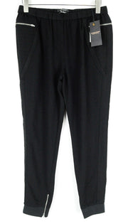 MAISON SCOTCH Women Trousers M Black Stretch Pull On Waistband Zip Pocket
