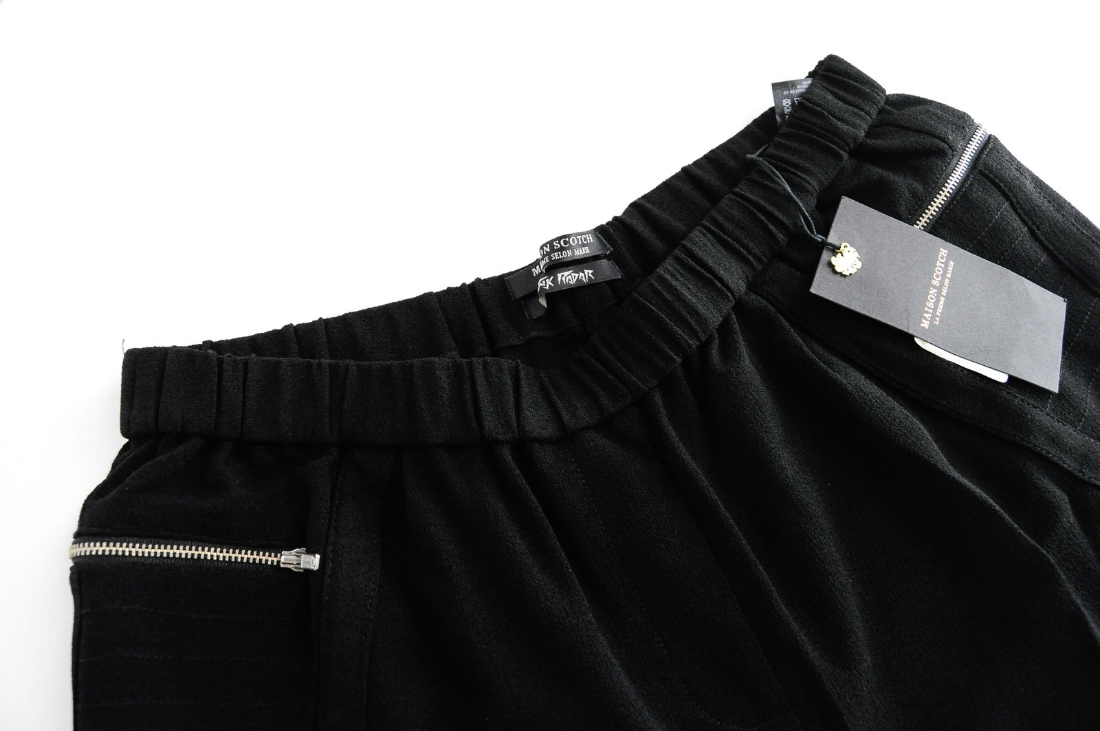 MAISON SCOTCH Women Trousers M Black Stretch Pull On Waistband Zip Pocket