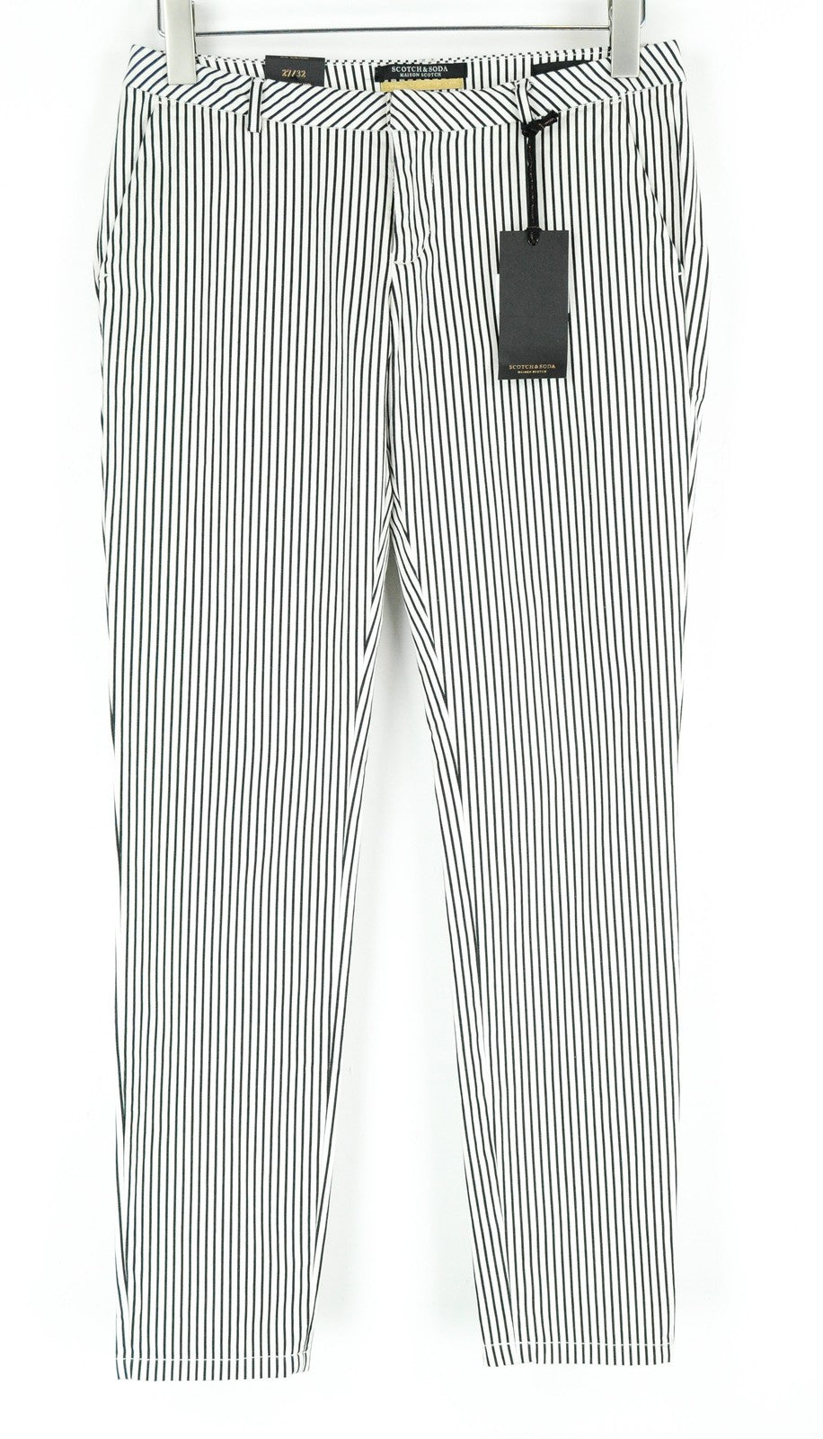 MAISON SCOTCH Women Trousers W27/L32 Slim Fit White Black Striped Chino