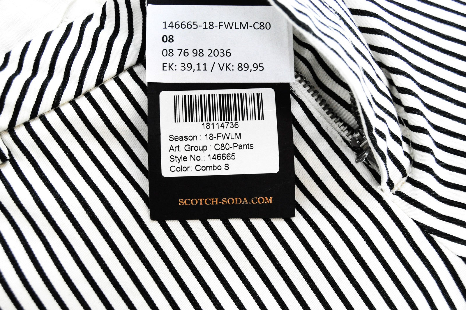 MAISON SCOTCH Women Trousers W27/L32 Slim Fit White Black Striped Chino