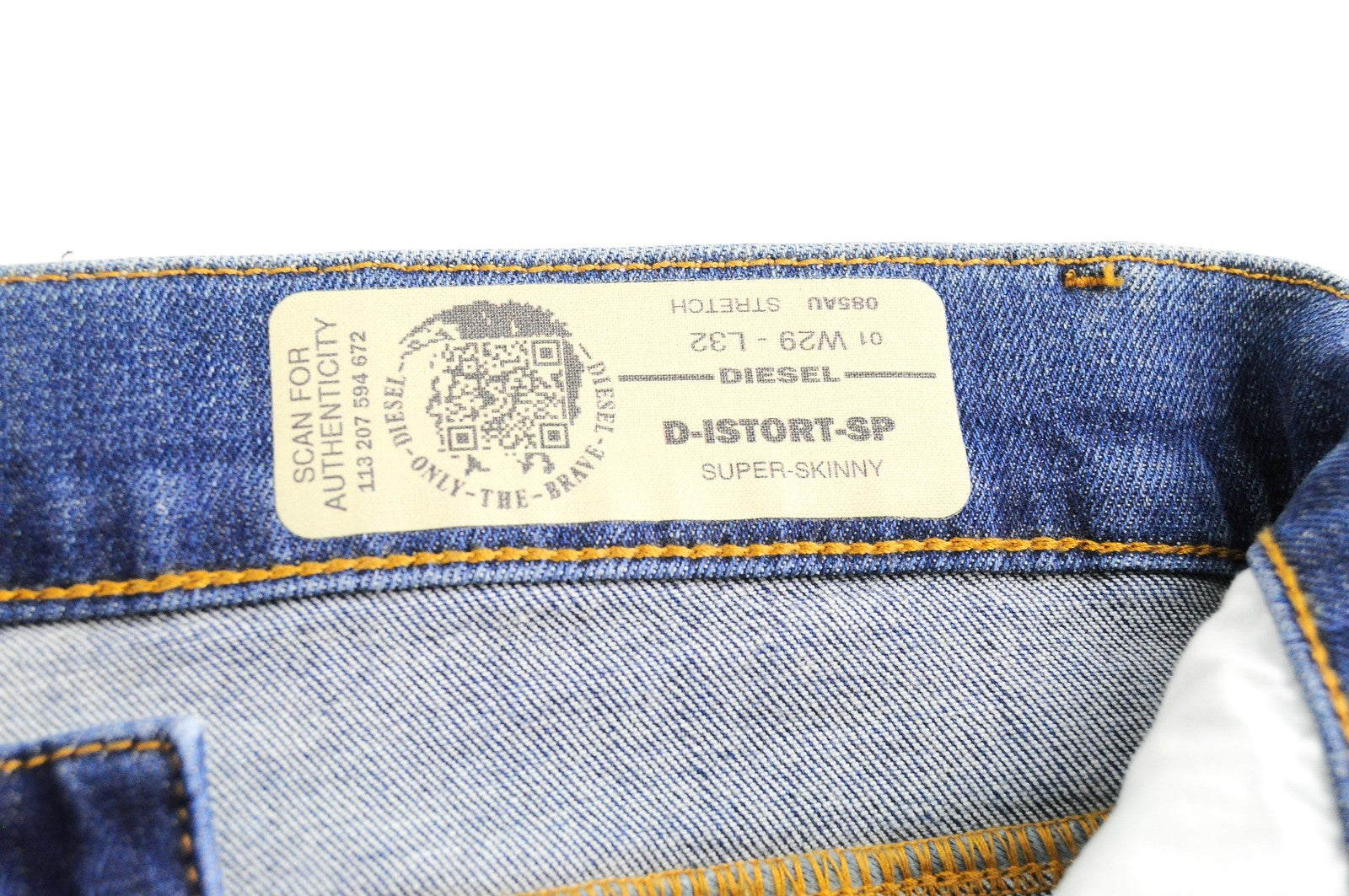 DIESEL D-Istort-SP 085AU Men Jeans W29/L32 Super Skinny Blue Cotton Stretch Wash