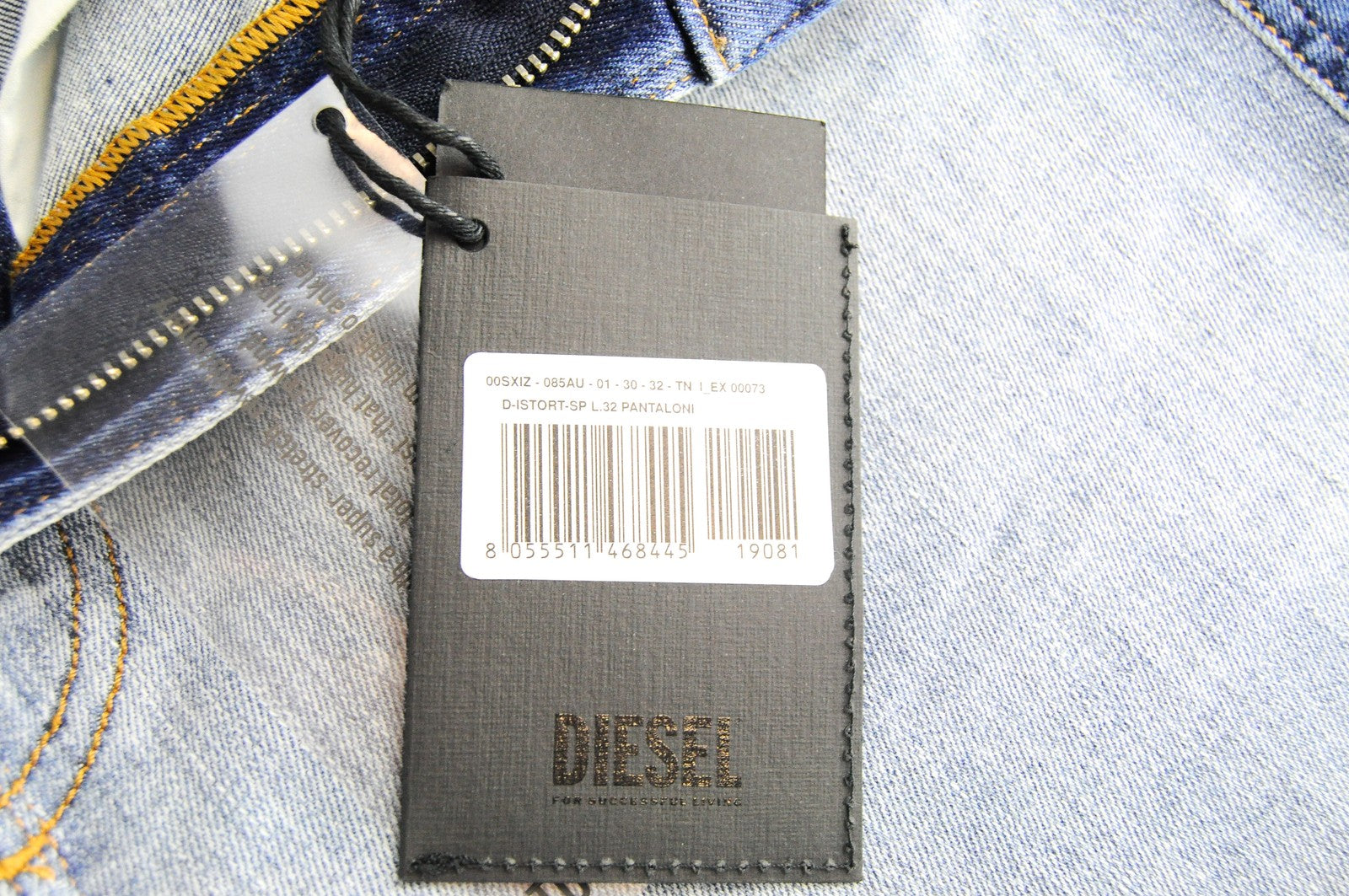 DIESEL D-Istort-SP 085AU Men Jeans W30/L32 Super Skinny Blue Cotton Stretch