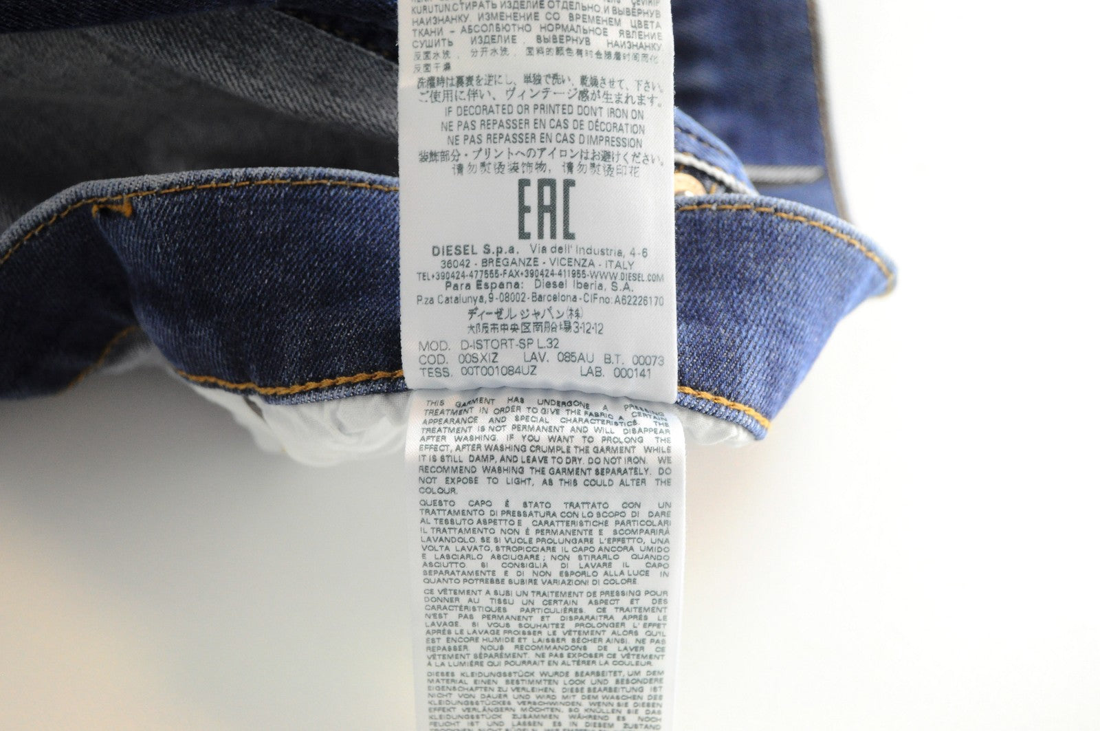 DIESEL D-Istort-SP 085AU Men Jeans W30/L32 Super Skinny Blue Cotton Stretch