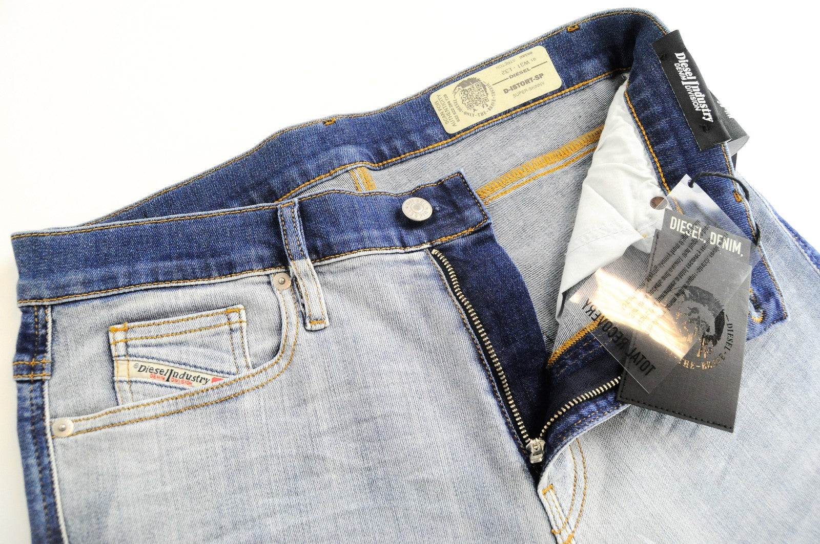 DIESEL D-Istort-SP 085AU Men Jeans W31/L32 Super Skinny Blue Washed Stretch