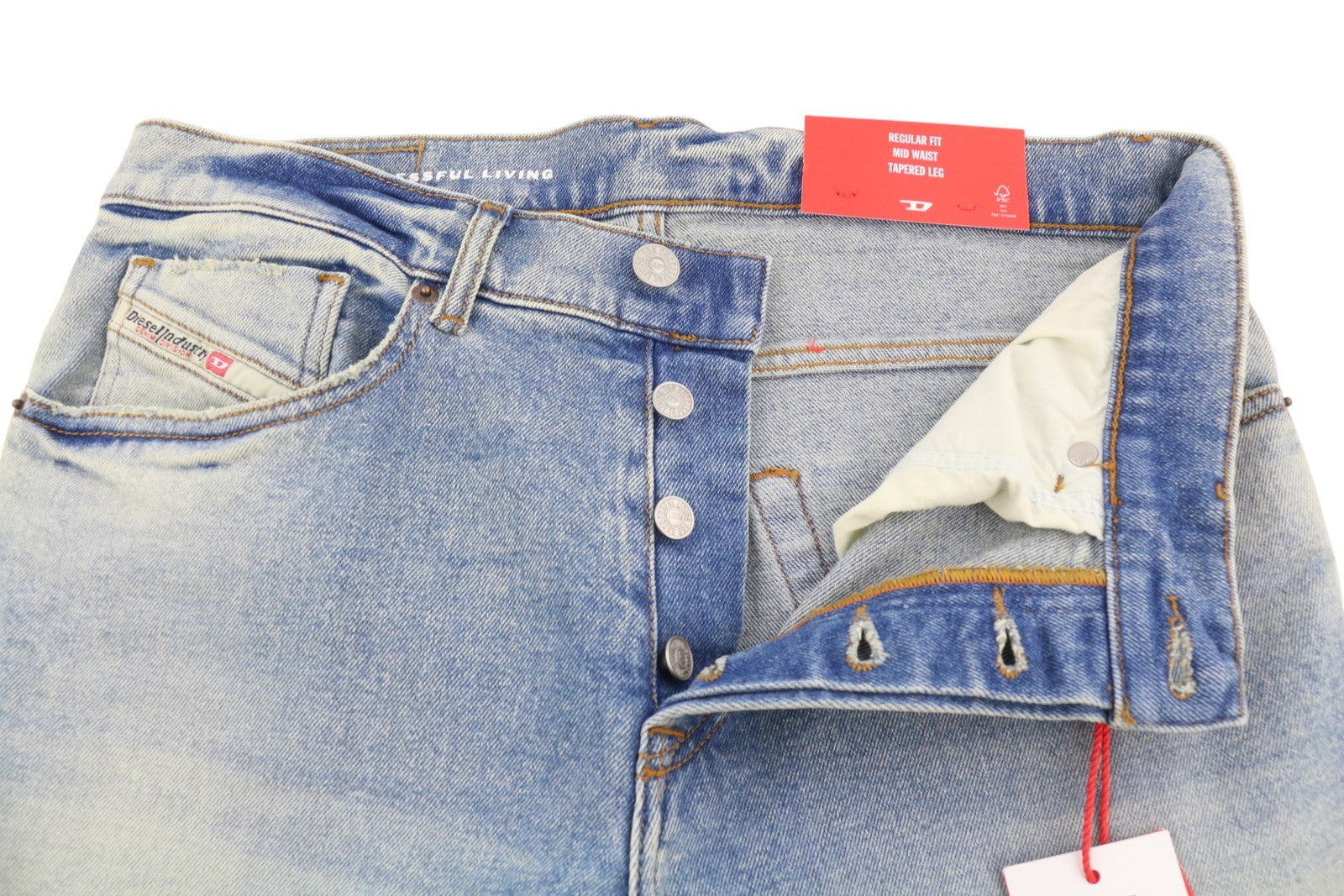 DIESEL 2005 D-Fining 09E86 Men Jeans W30/L34 Blue Faded Regular Fit Tapered Leg