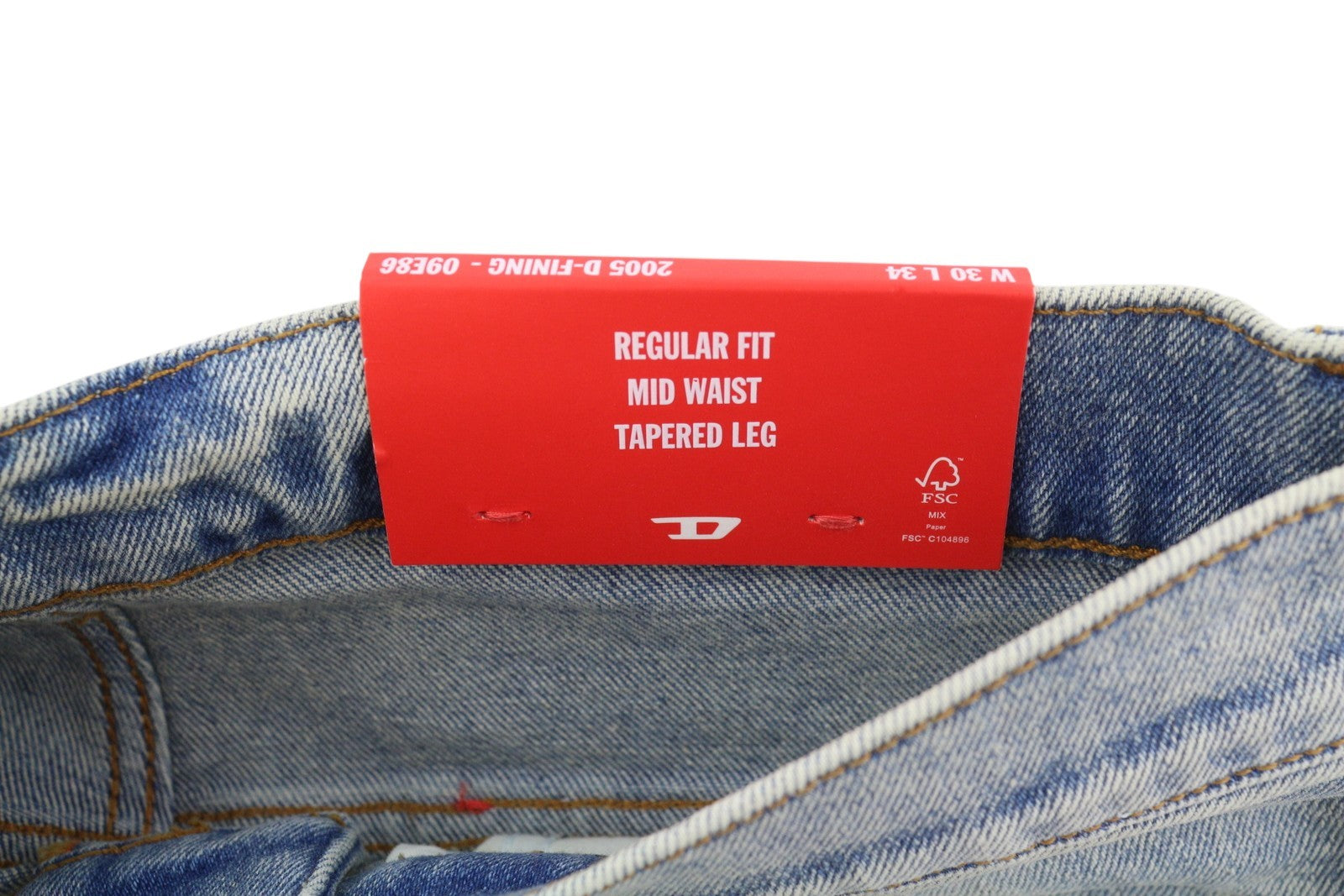 DIESEL 2005 D-Fining 09E86 Men Jeans W30/L34 Blue Faded Regular Fit Tapered Leg