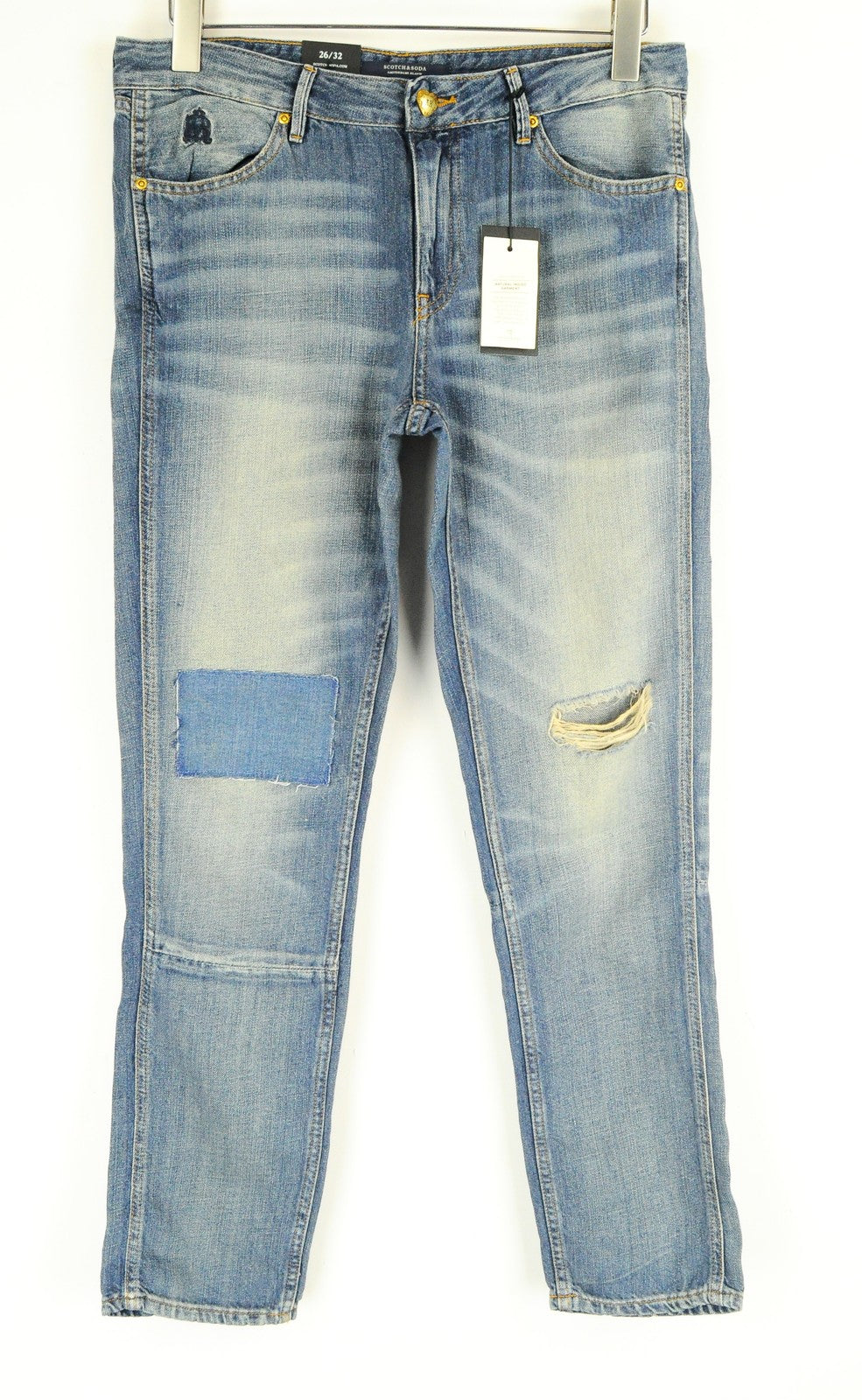SCOTCH & SODA Bandit Women Jeans W26/L32 Slim Taper Blue Cotton Linen Washed