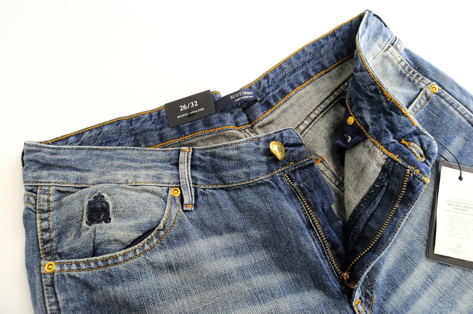 SCOTCH & SODA Bandit Women Jeans W26/L32 Slim Taper Blue Cotton Linen Washed
