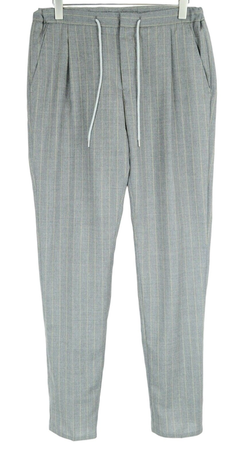 SUITSUPPLY Havana Patch Men Suit UK38R Pure Wool Grey Striped Lined Slim 2 Piece