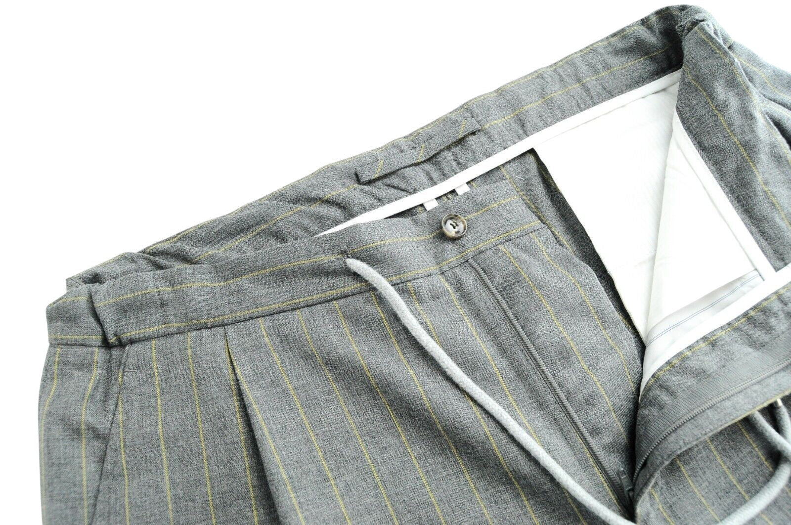 SUITSUPPLY Havana Patch Men Suit UK38R Pure Wool Grey Striped Lined Slim 2 Piece