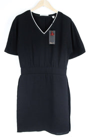 MAISON SCOTCH Women Dress XS Black Short Sleeved Layred V-Neck Casual