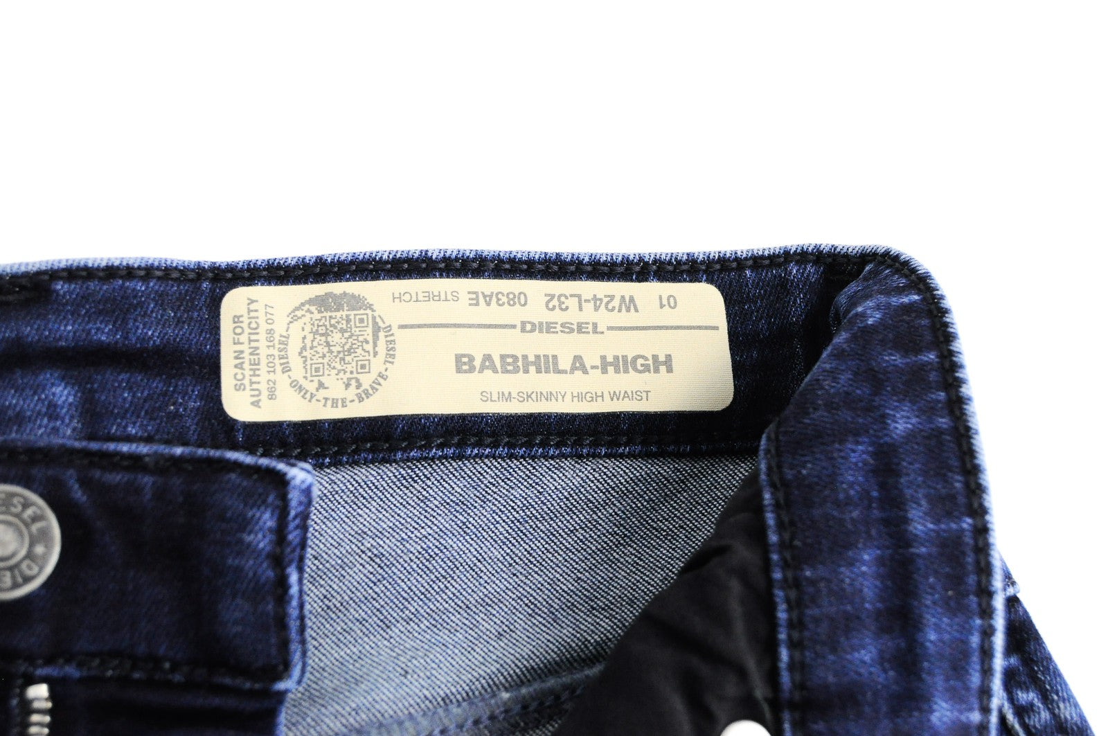 DIESEL Babhila-High 083AE Women Jeans W24/L32 Slim Skinny High Waisted Zip-Fly