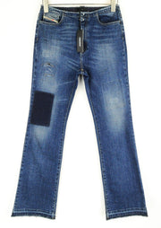 DIESEL De-Doras 084MC Women Jeans W27 Patched Distressed Cropped Flared Denim