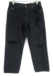 DIESEL Niclah 084TB Women Jeans W31/L32 Straight High Waisted Ripped Out Black