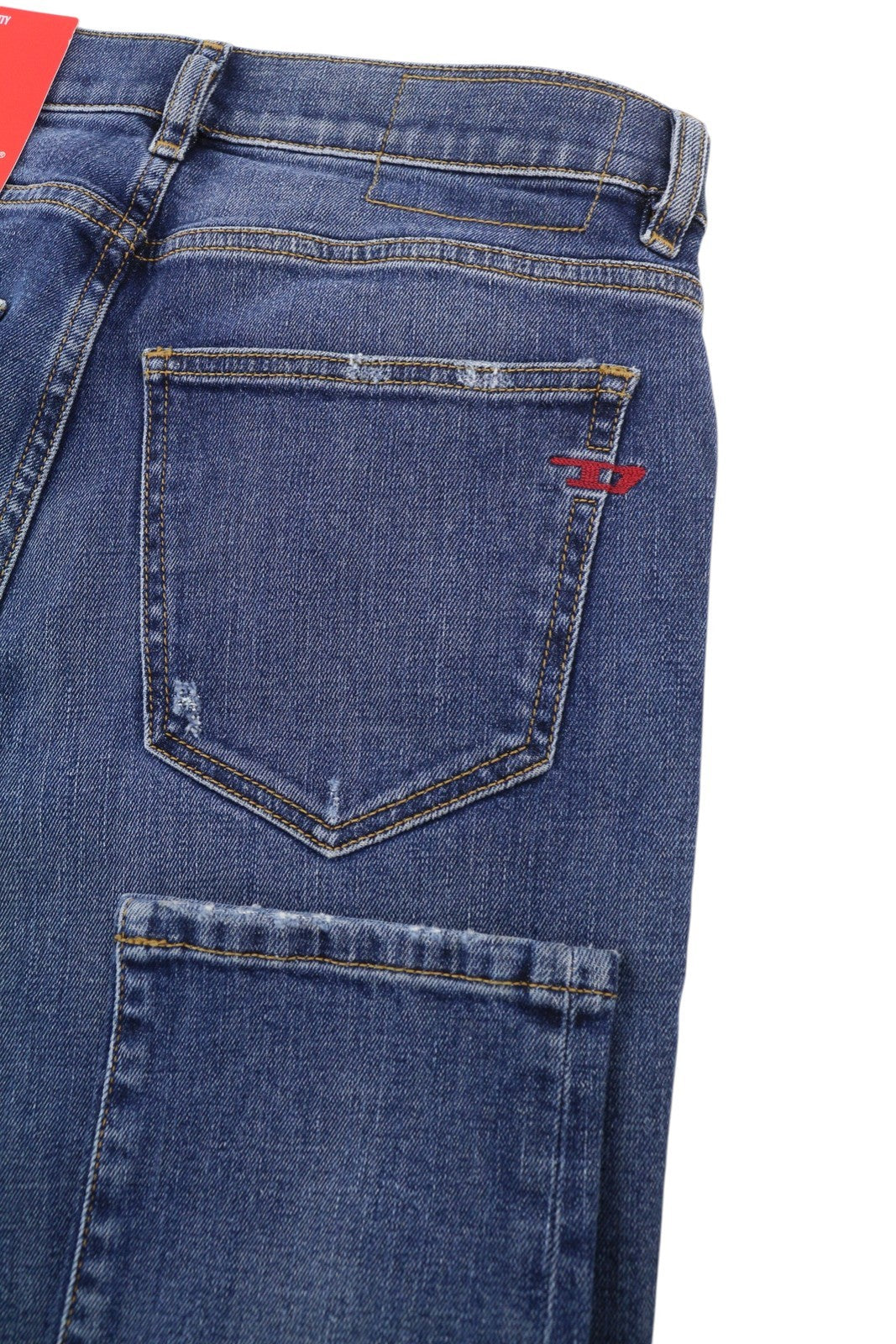 DIESEL 2019 D-Strukt 09E44 Men Jeans W29/L32 Blue Faded Whiskers Ripped Slim