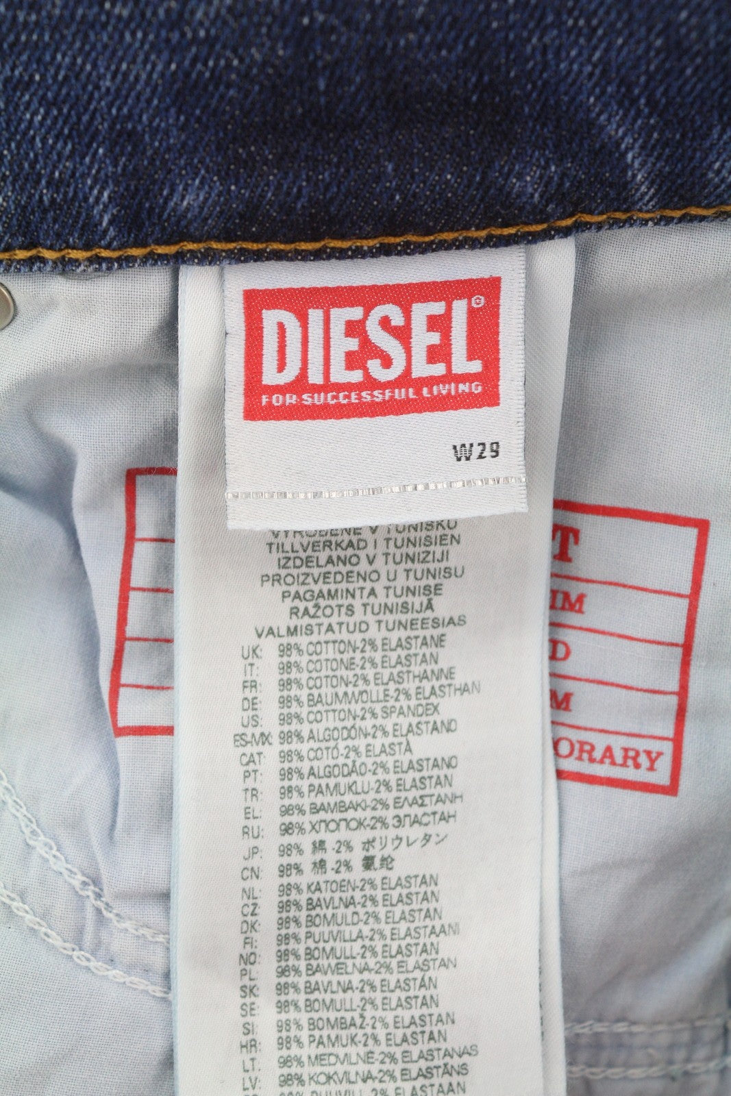 DIESEL 2019 D-Strukt 09E44 Men Jeans W29/L32 Blue Faded Whiskers Ripped Slim