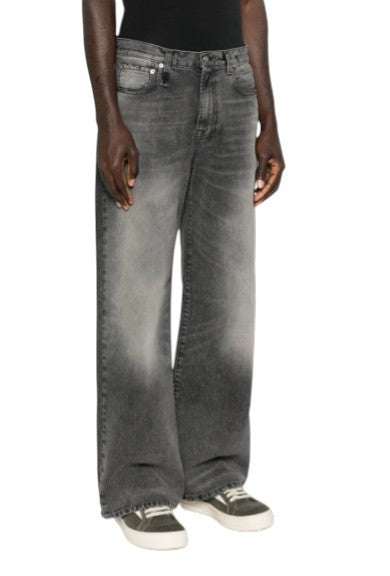 R13 D'Arcy Loose Men Jeans 33 Polaris Black Whsikers Faded Distress PS26 RRP895