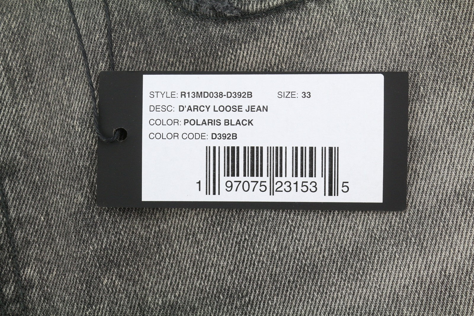 R13 D'Arcy Loose Men Jeans 33 Polaris Black Whsikers Faded Distress PS26 RRP895