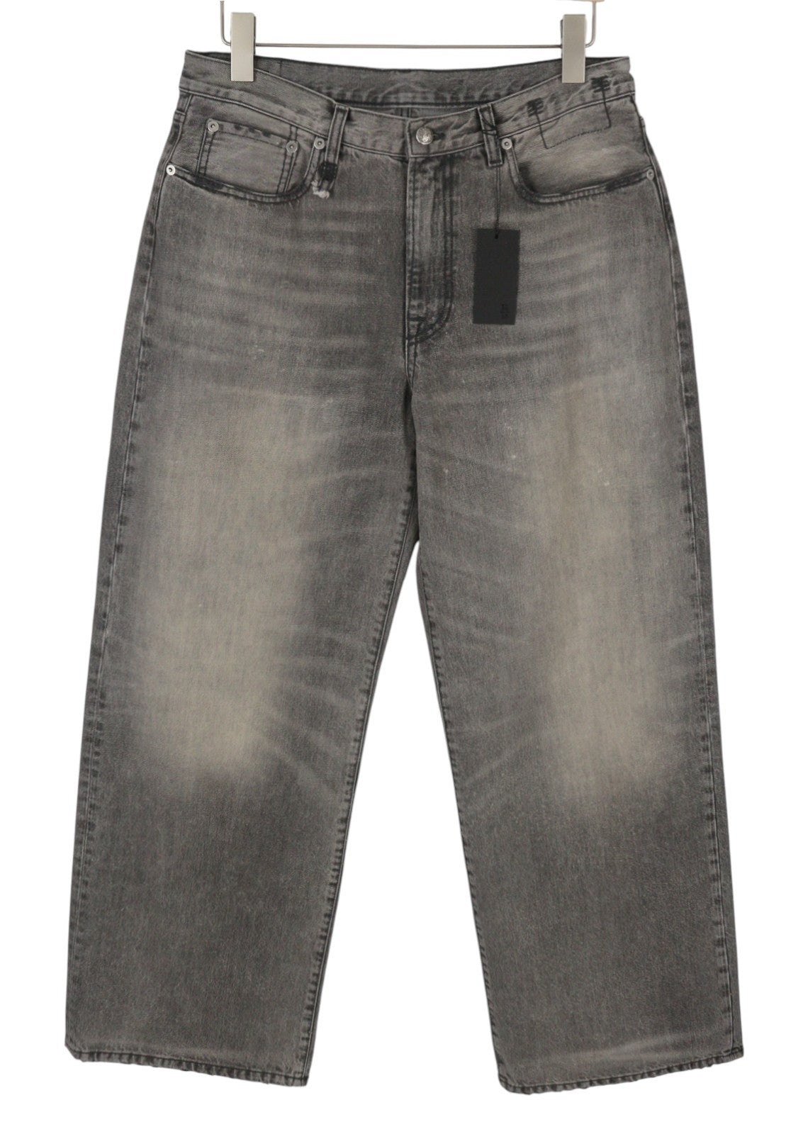 R13 D'Arcy Loose Men Jeans 33 Polaris Black Whsikers Faded Distress PS26 RRP895