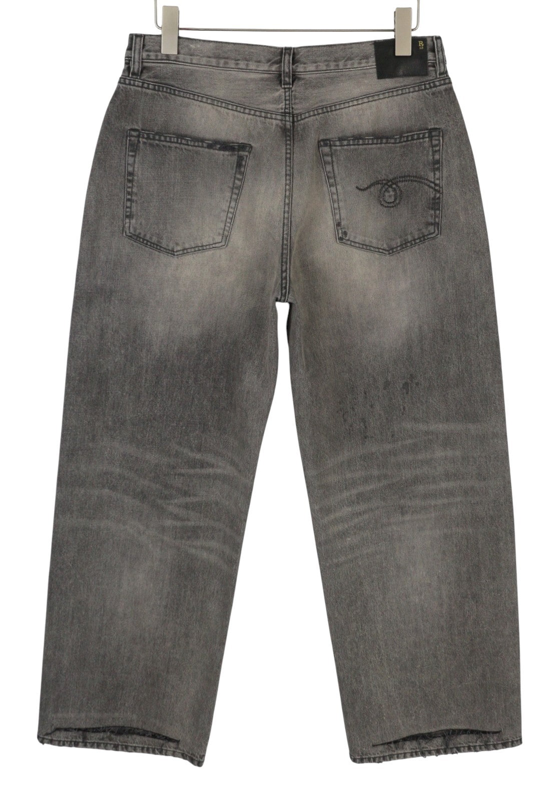R13 D'Arcy Loose Men Jeans 33 Polaris Black Whsikers Faded Distress PS26 RRP895
