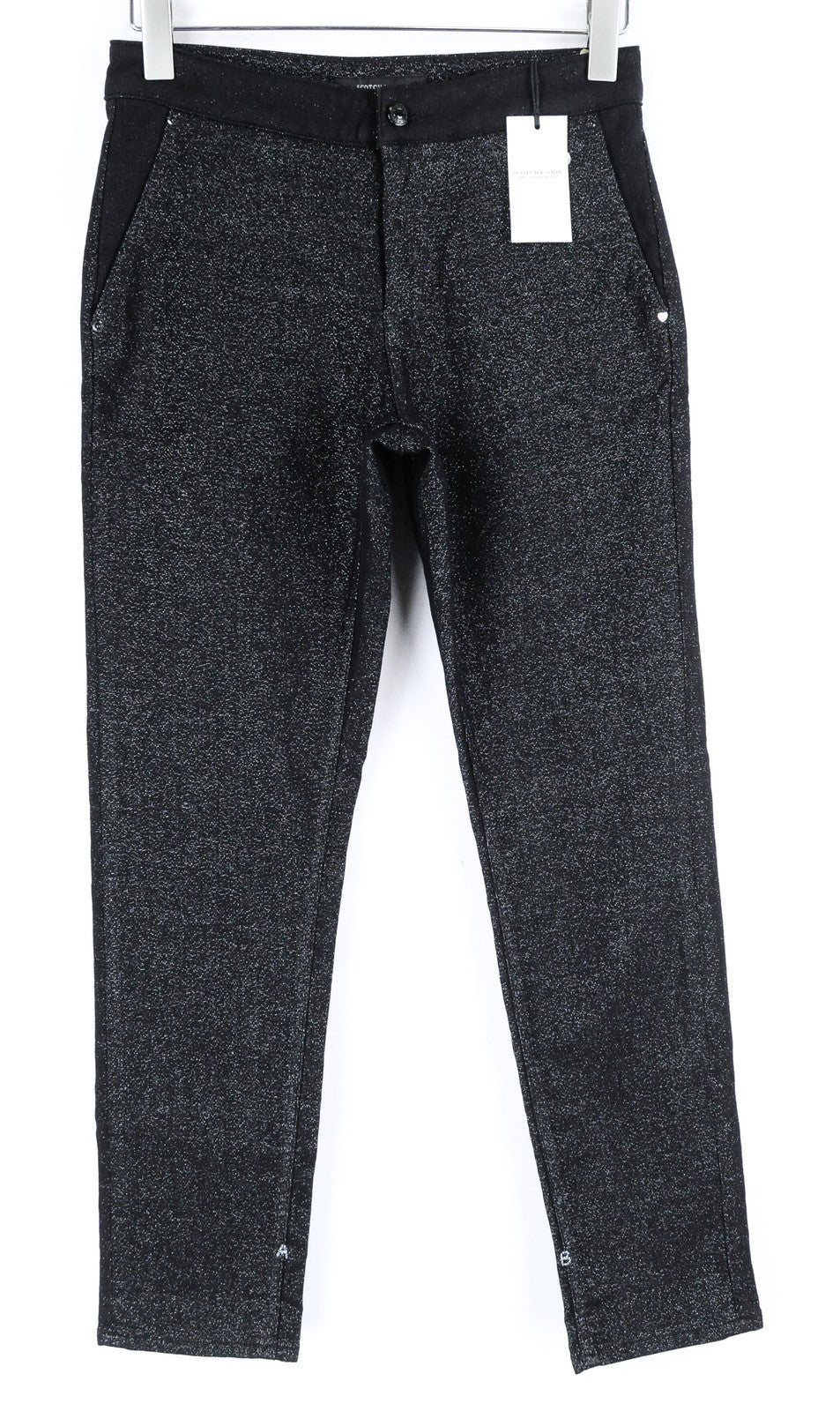 MAISON SCOTCH Women Jeans W26/L32 Mid-Rise Glitter Black Zip-Fly Skinny Fit