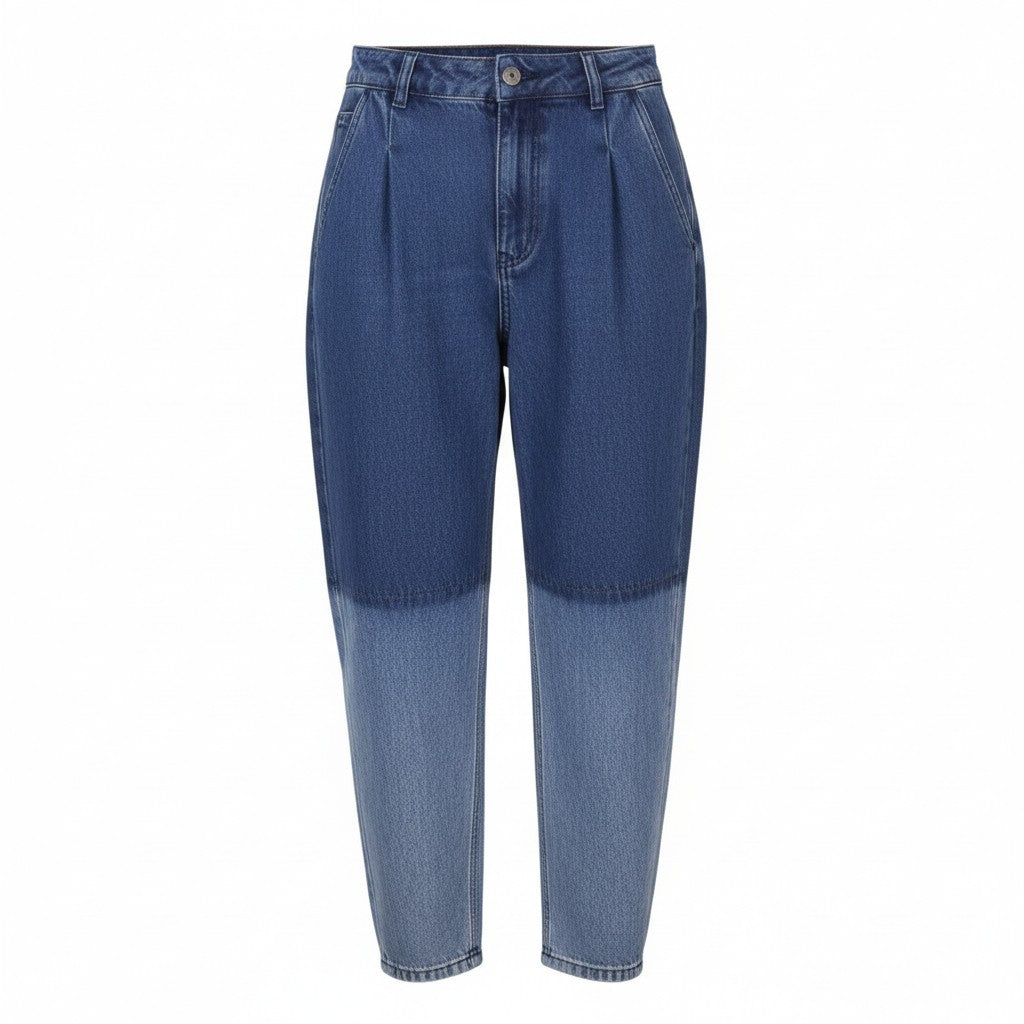 MAX&CO. Women Jeans W29 Blue Faded Pleated Straight Loose Fit High Waist