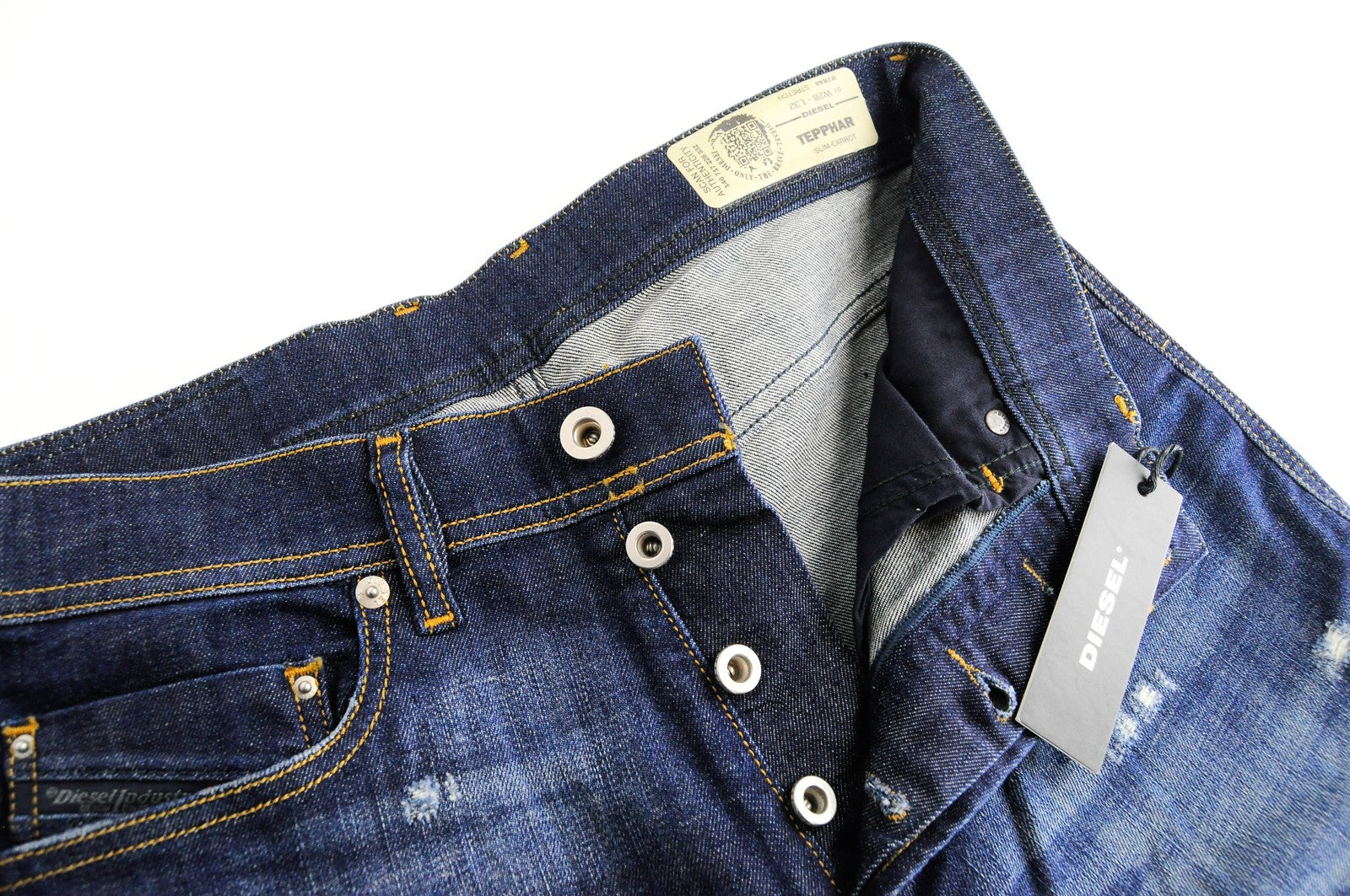 DIESEL Tepphar R7NA8 Men Jeans W28/L32 Slim Carrot Fit Wash Blue Cotton Stretch