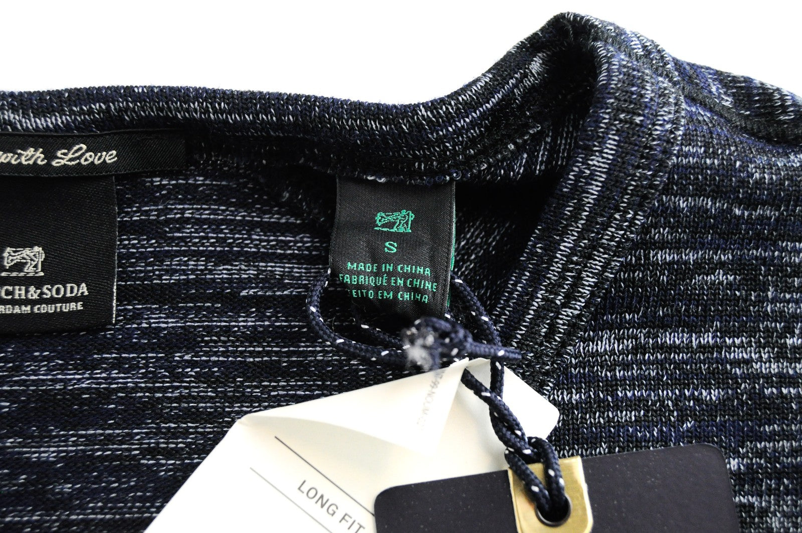 SCOTCH & SODA Ams Couture Men T-Shirt S Blue Long Fit Cotton Blend Stretch