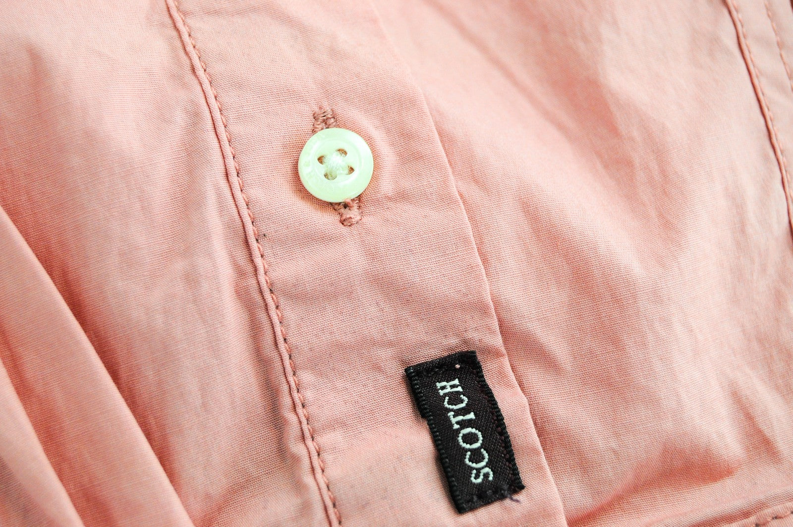 SCOTCH & SODA Ams Couture Men Shirt 2XL Pink Slim Cotton Stretch Long Sleeved