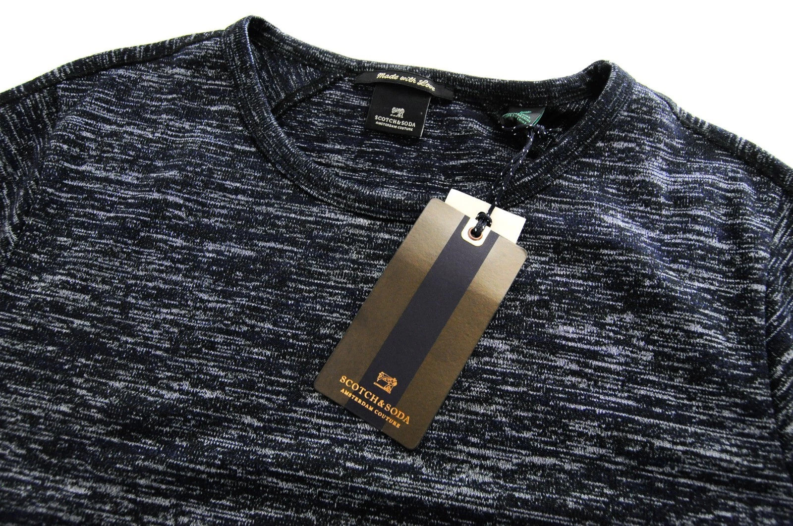 SCOTCH & SODA Ams Couture Men T-Shirt S Dark Blue Cotton Stretch Short Sleeve