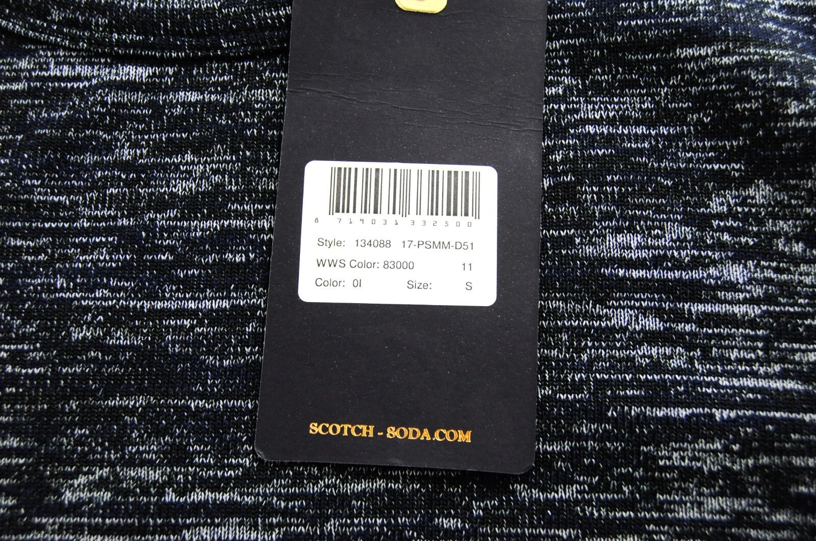 SCOTCH & SODA Ams Couture Men T-Shirt S Dark Blue Cotton Stretch Short Sleeve
