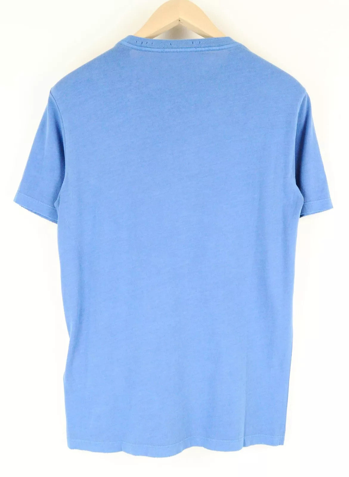 REPLAY Men T-Shirt S Blue Casual Cotton Short Sleeved Ripped Logo Pullover