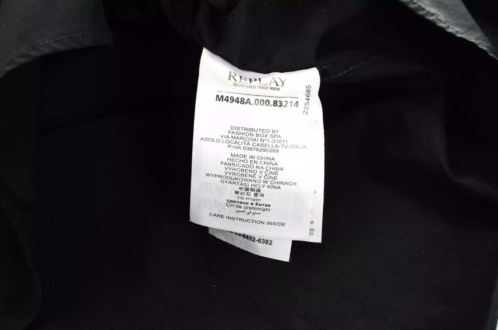 REPLAY Men Shirt S Black Pure Cotton Long Sleeved Band Collar Button-Up