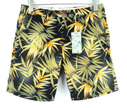 SCOTCH & SODA Ams Couture Men Shorts W30 Black Pure Cotton Leaf Patterned Summer