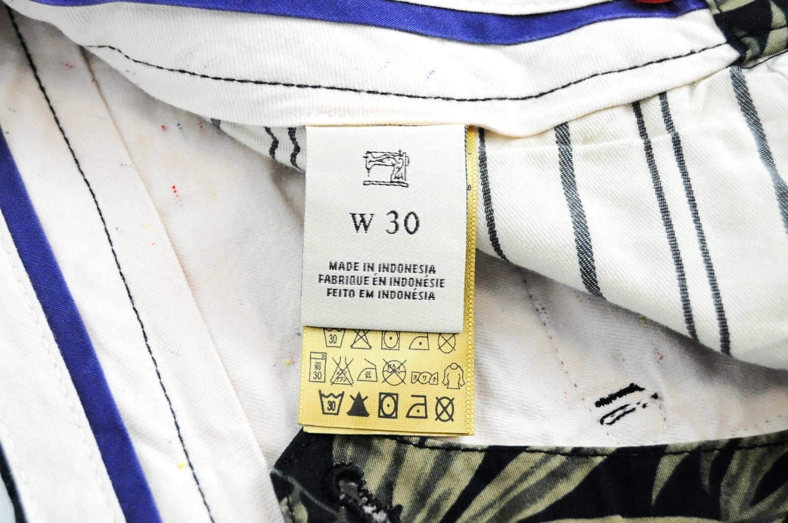 SCOTCH & SODA Ams Couture Men Shorts W30 Black Pure Cotton Leaf Patterned Summer