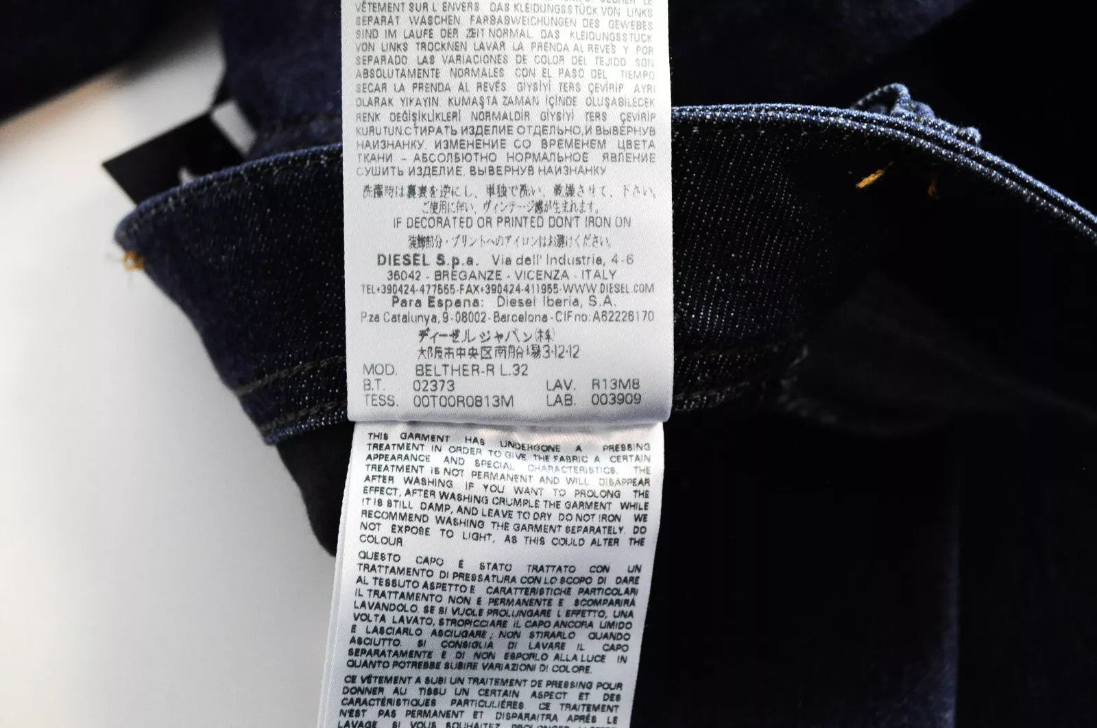 DIESEL Belther-R R13M8 Men Jeans W28/L32 Slim Tapered Fit Blue Cotton Stretch