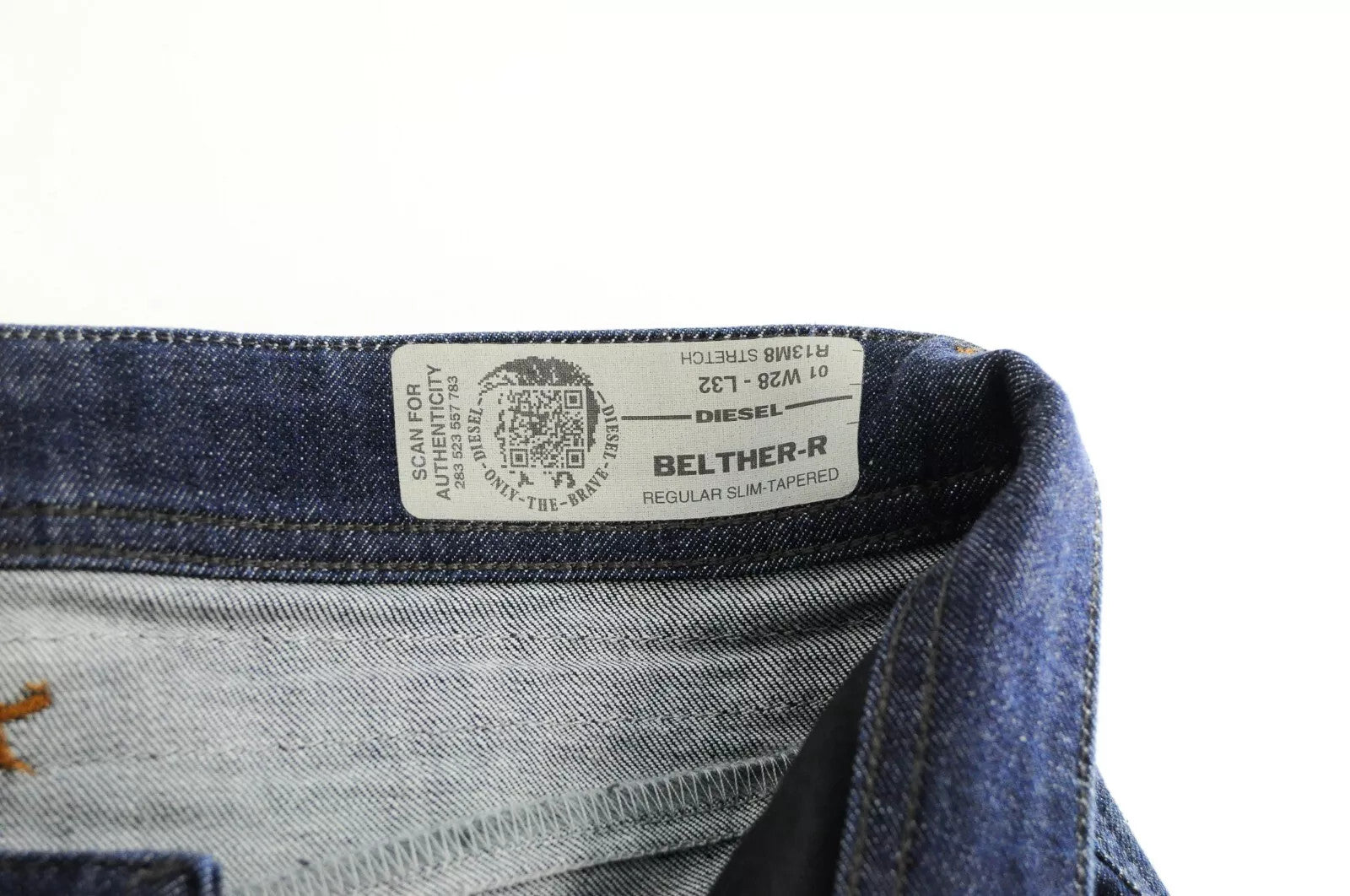 DIESEL Belther-R R13M8 Men Jeans W28/L32 Slim Tapered Fit Blue Cotton Stretch