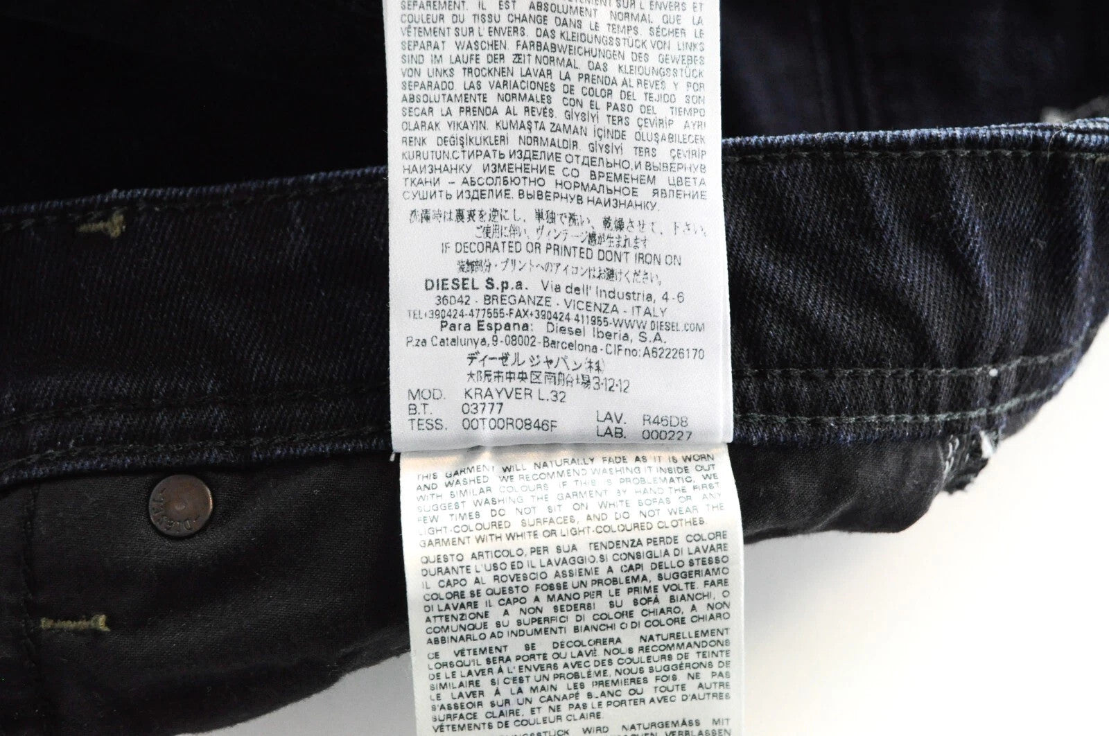 DIESEL Krayver R46D8 Men Jeans W28/L32 Slim Carrot Fit Dark Blue Cotton Stretch